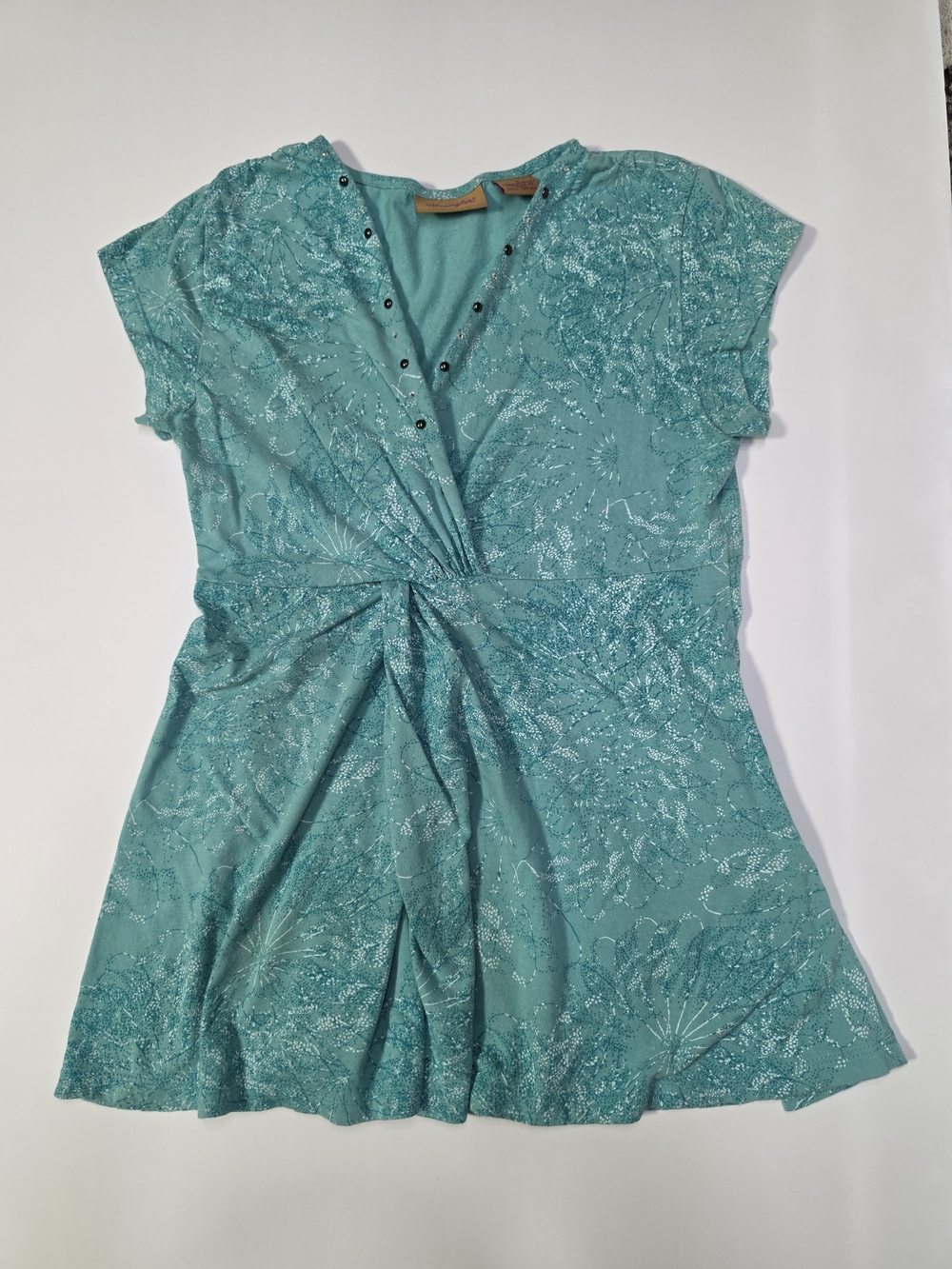 Wrangler Western 100% Cotton Twist-Front Short Sleeve Blouse Small